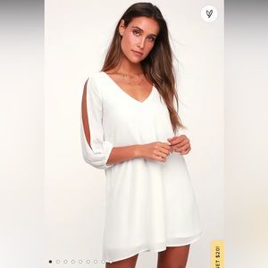 Lulus Shifting Dears Ivory Long Sleeve Dress